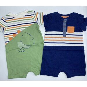 Boys  Kids Headquarters  2-Pack Rompers Summer Outfits Dinosaurs (Multicolor 3M)